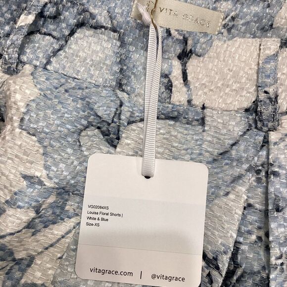 Vita Grace Louisa Floral Detail  Blouse Trim Blouse With Short Set In Light Blue - Picture 9 of 16